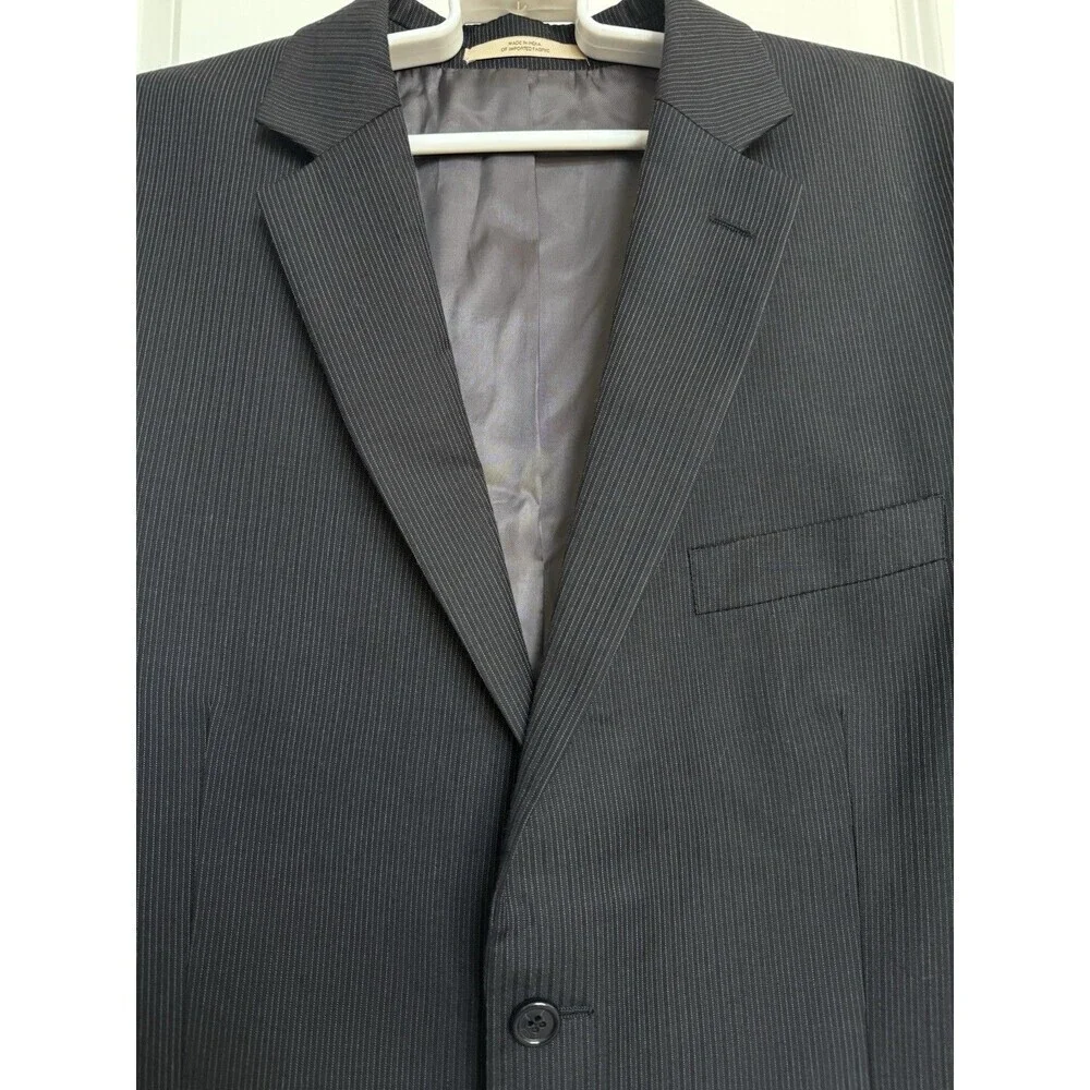 JOSEPH ABBOUD Mens 100% Wool 42‎ L Blazer Sport Coat Two Button Black Pinstriped